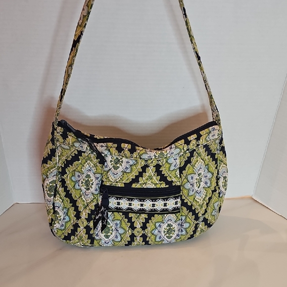 Vera Bradley Handbags - Vera Bradley Green and Black Floral Shoulder Bag